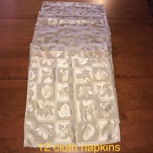 12 Tan / Khaki Fall Leaf Leaves Cloth Napkins